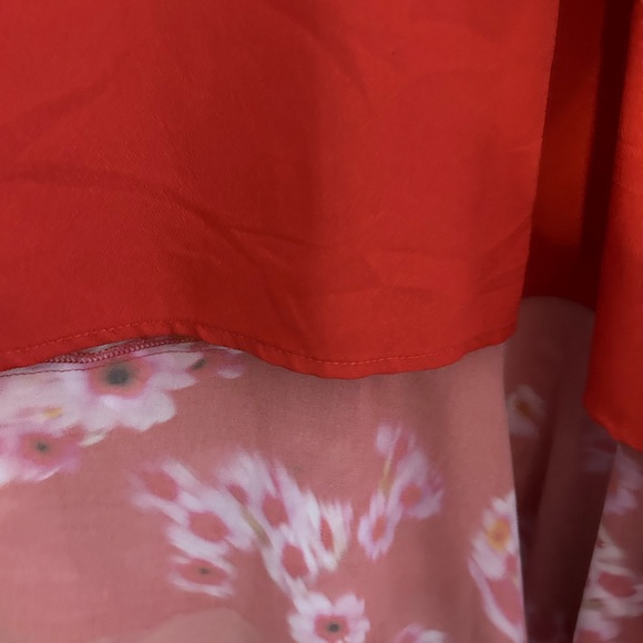 AllSaints All Saints Dela Jasmin Wrap Front Red White Floral Dress 8 AS IS READ - Picture 9 of 14